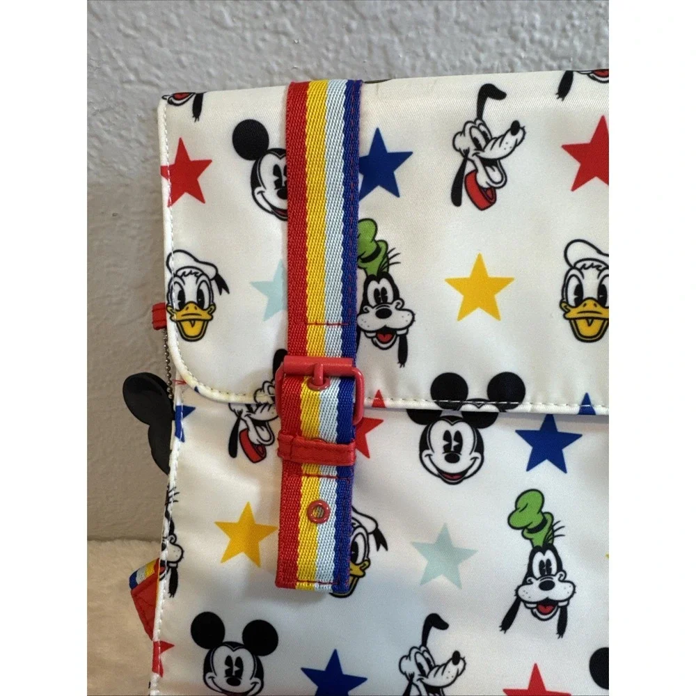 Disney Mickey Mouse Friends Kids Backpack White Red Stars Rainbow Straps Bag
